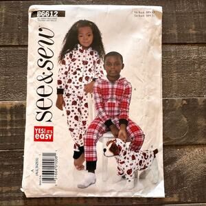 Butterick See & Sew B6612 Kids Pajama Jumpsuit & Dog Coat Pattern‎